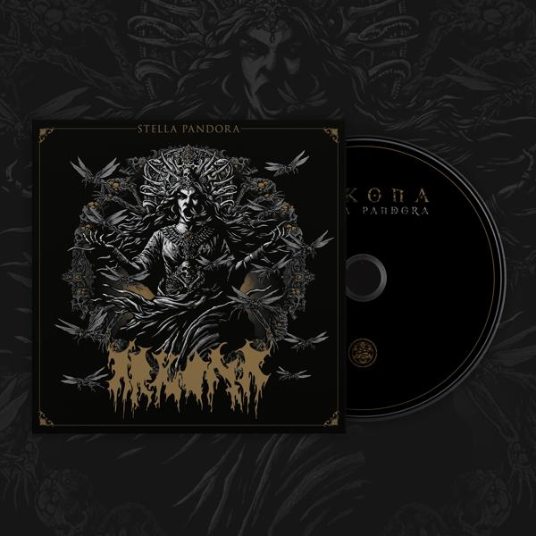 A Stella Pandora albumborítója, sötét kép egy női figurával, lényekkel és szöveggel körülvéve.