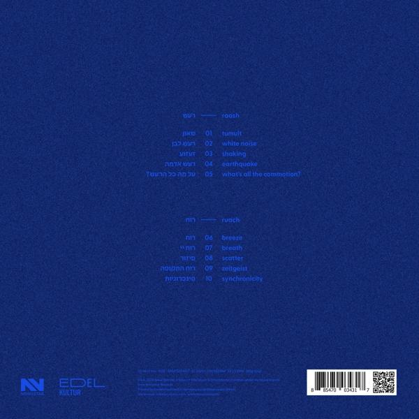 Ein Albumcover mit blauem Hintergrund und weißem Text, der Songtitel auflistet.