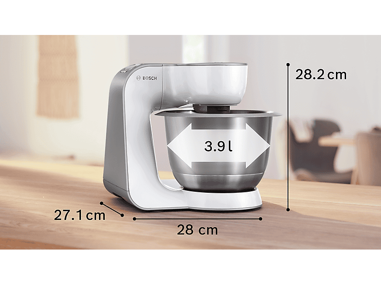 BOSCH MUM58210 Küchenmaschine Weiß (Rührschüsselkapazität: 3,9 l, 1000 Watt)