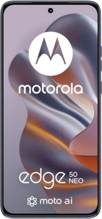 Smartfon Motorola Edge 50 Neo. Ekran wyświetla logo i nazwę.
