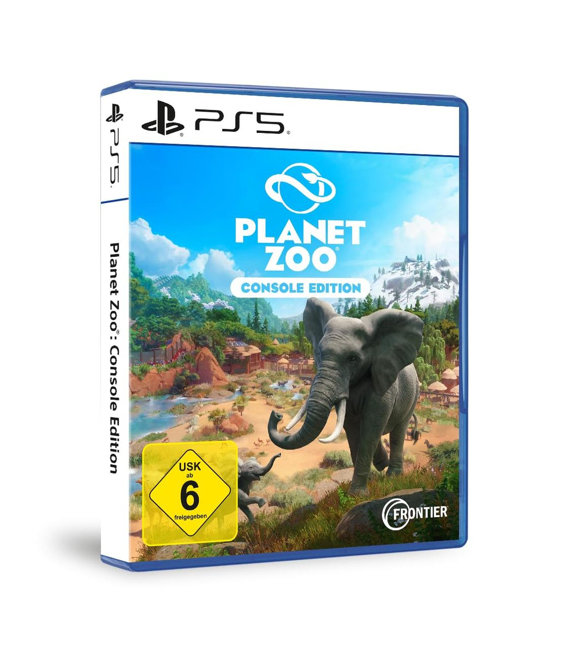 PS5-Spielbox: Planet Zoo Console Edition, Elefant auf dem Cover.