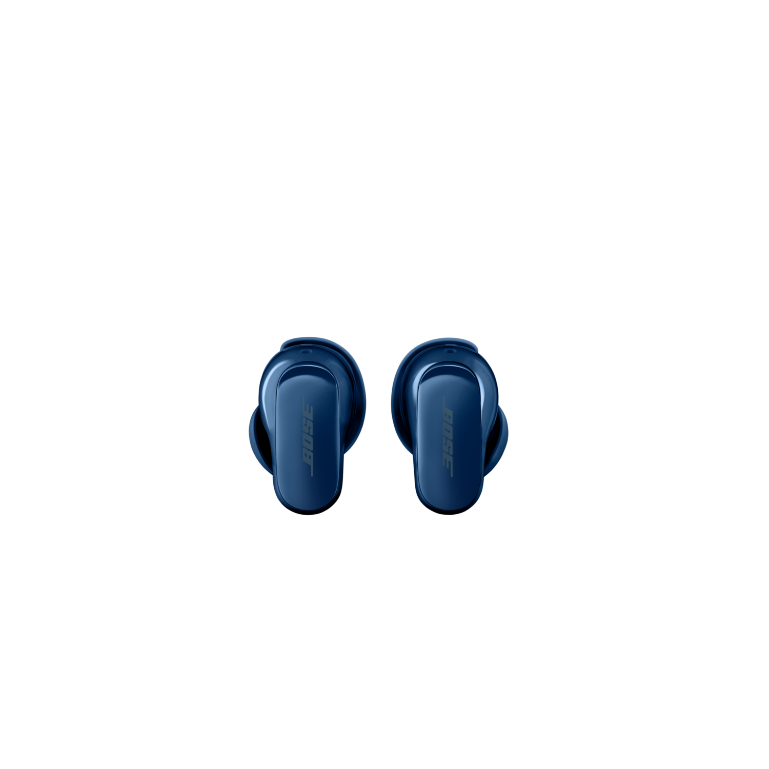 A man wearing white earbuds while running. Blue sky background, text in Polish.