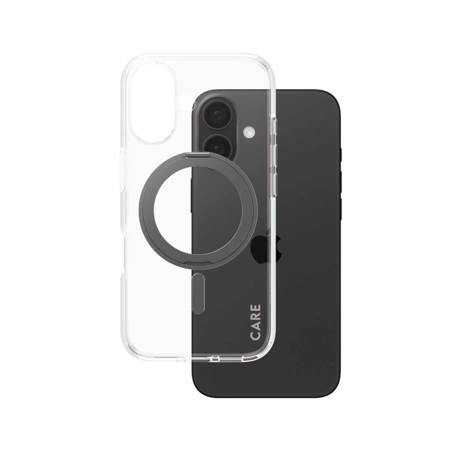 CARE Feature Case met zwarte kickstand en MagSafe Telefoonhoesje voor Apple iPhone 2024 6.1'' Transparant afbeelding