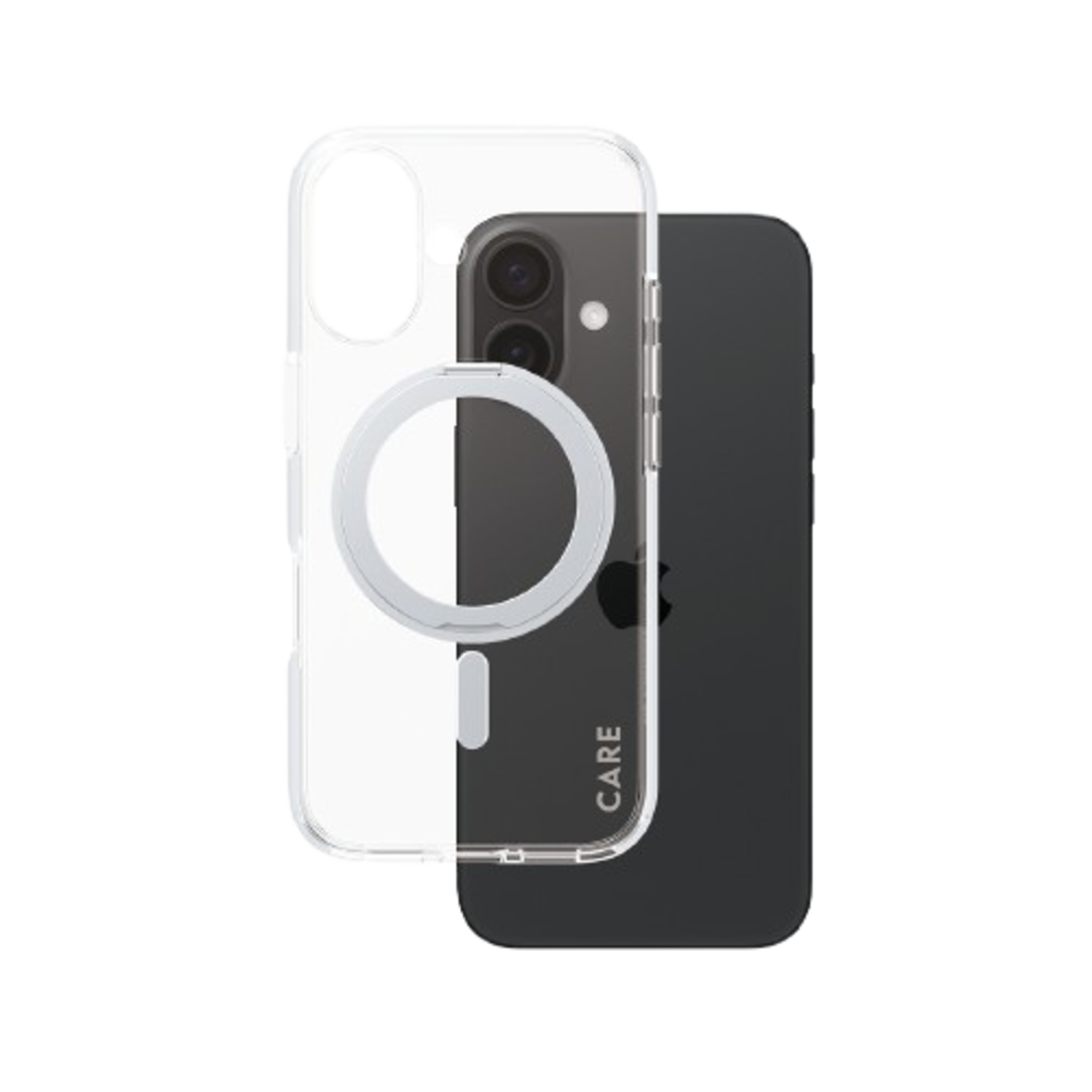 CARE Feature Case met zilveren kickstand en MagSafe Telefoonhoesje voor Apple iPhone 2024 6.1'' Transparant afbeelding