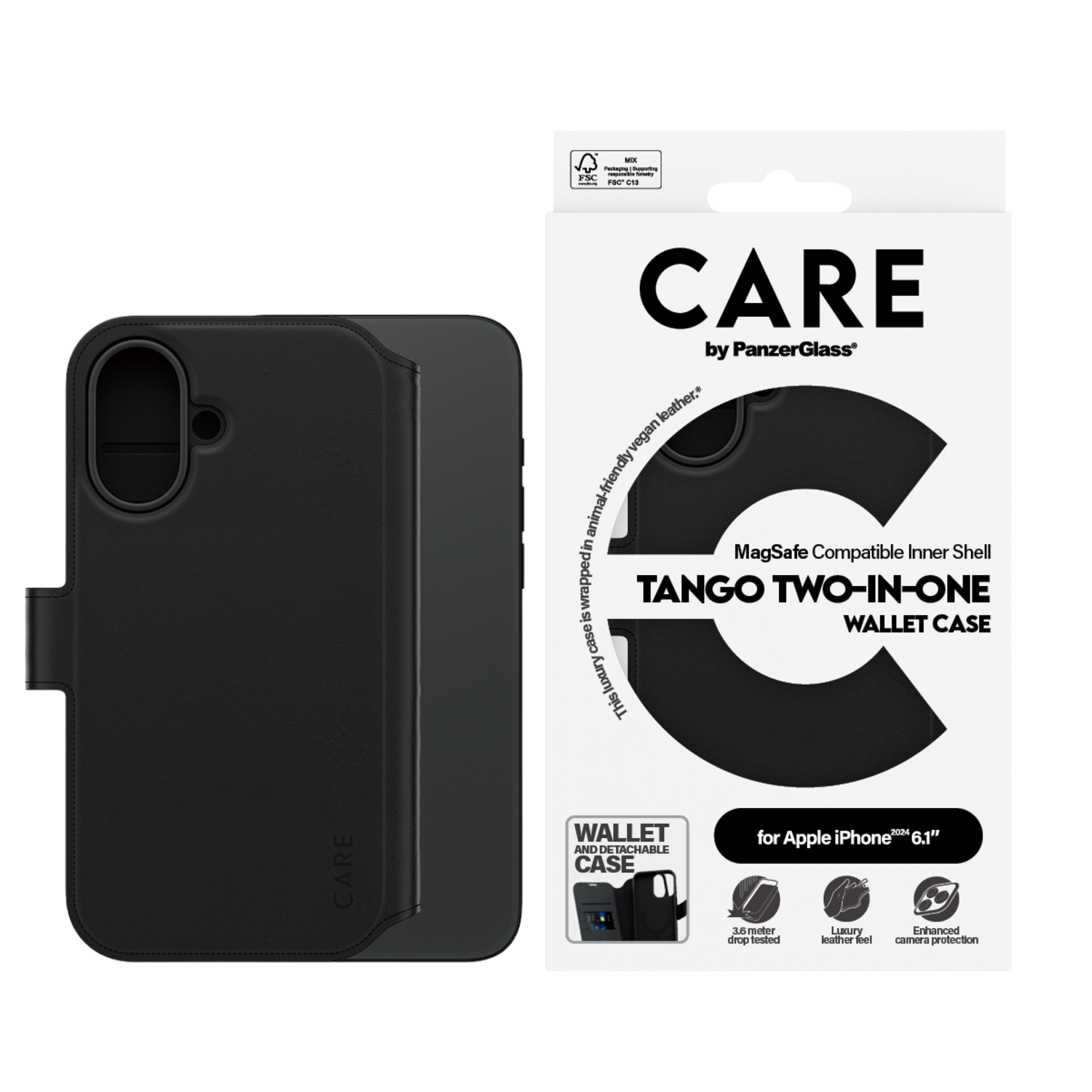CARE Feature Case Tango 2-in1 wallet met MagSafe Telefoonhoesje voor Apple iPhone 2024 6.1'' Transparant afbeelding