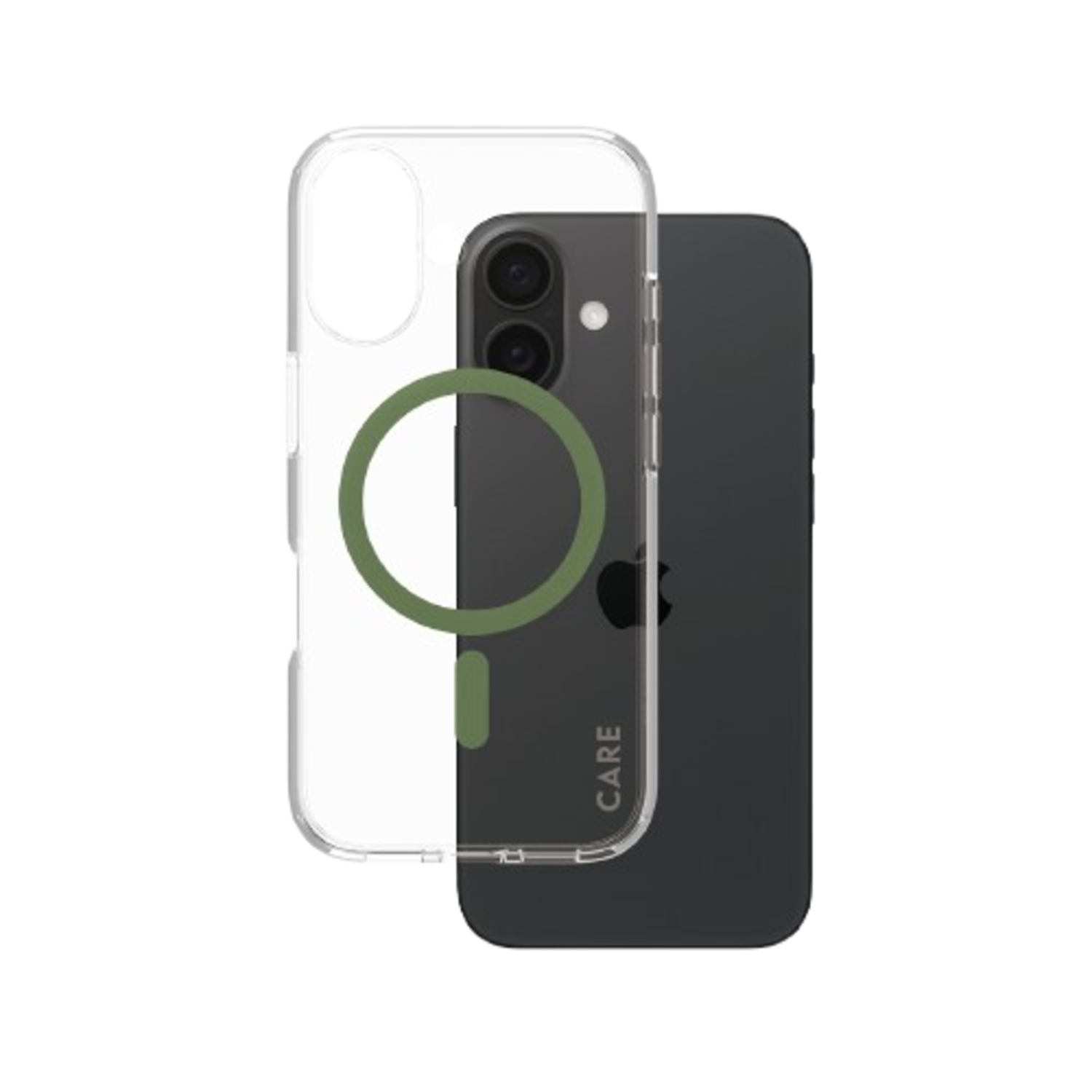 Care Flagship Case Urban Combat Met Groen Magsafe Telefoonhoesje Voor Apple Iphone 2024 6.1'' Transparant afbeelding