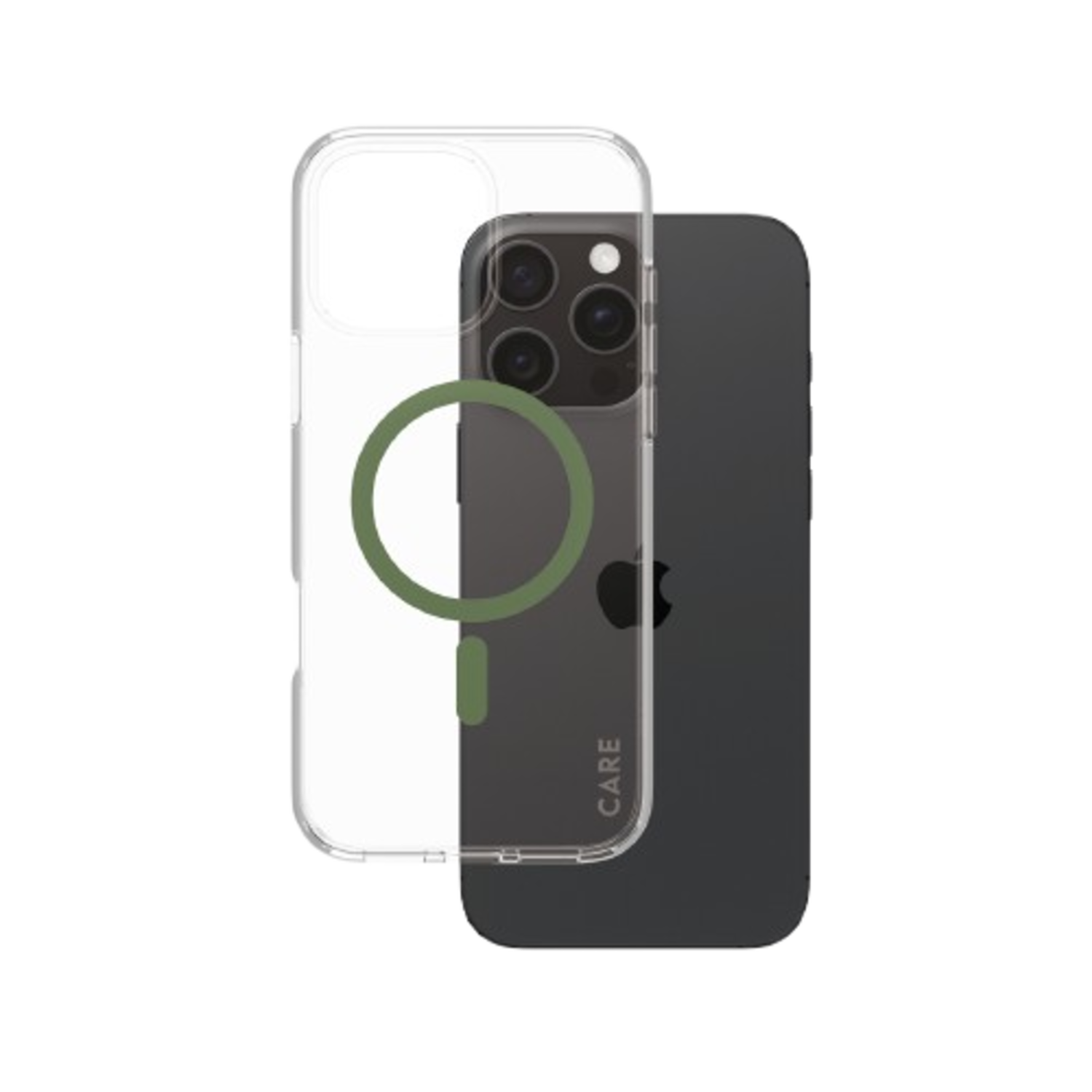 Care Flagship Case Urban Combat Met Groen Magsafe Telefoonhoesje Voor Apple Iphone 2024 6.7'' Pro Transparant afbeelding