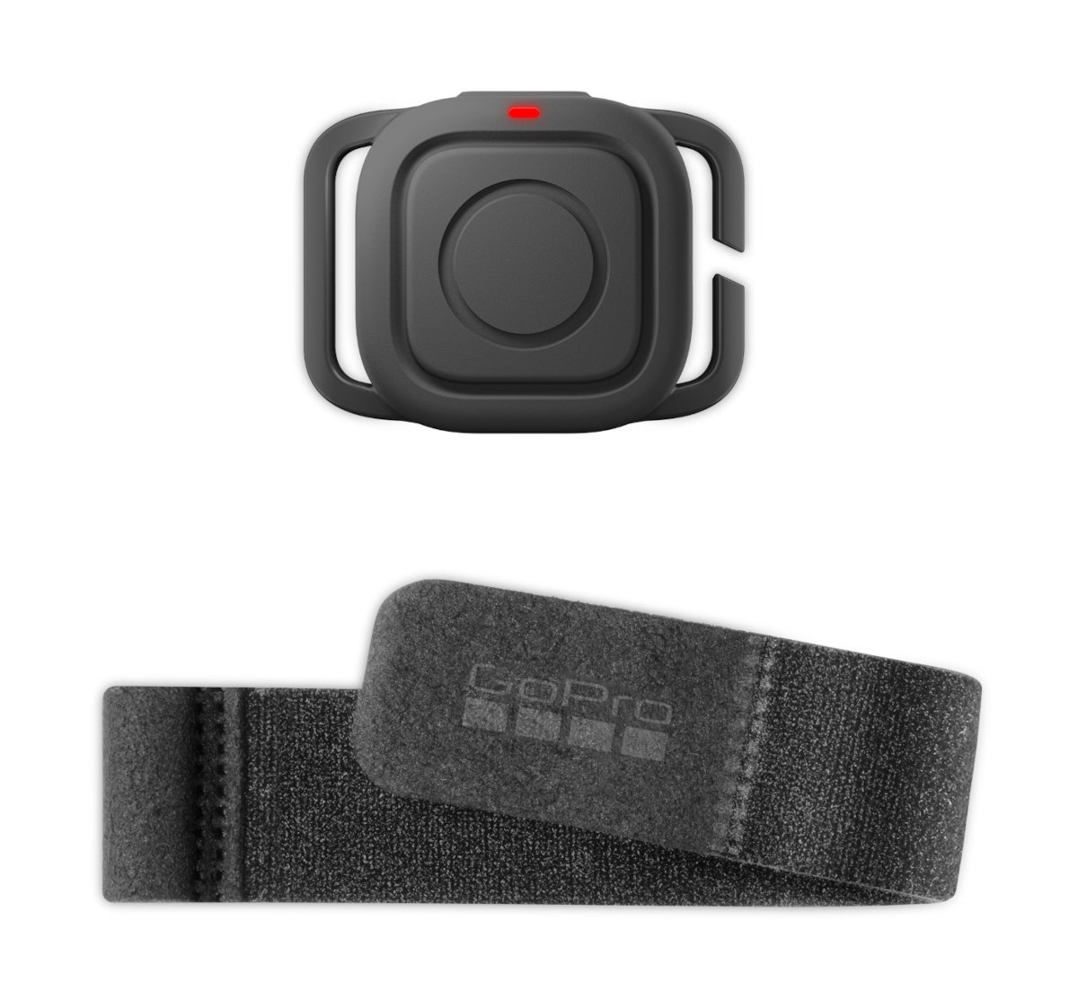 Czarny pilot GoPro z paskiem do mocowania.