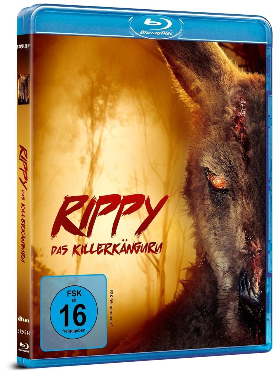 Blu-ray-Filmhülle mit dem Titel 'Rippy - Das Killerkänguru', mit einem Känguru-Bild.