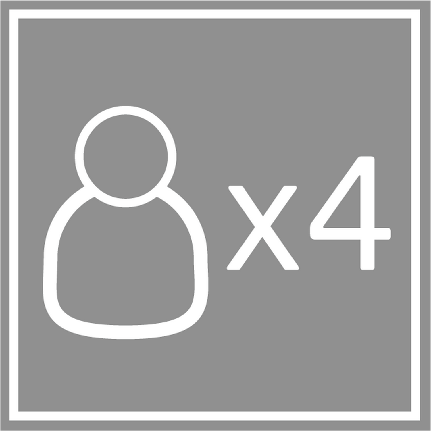 Un gráfico con un icono de persona y 'x4' que indica cuatro personas o elementos.