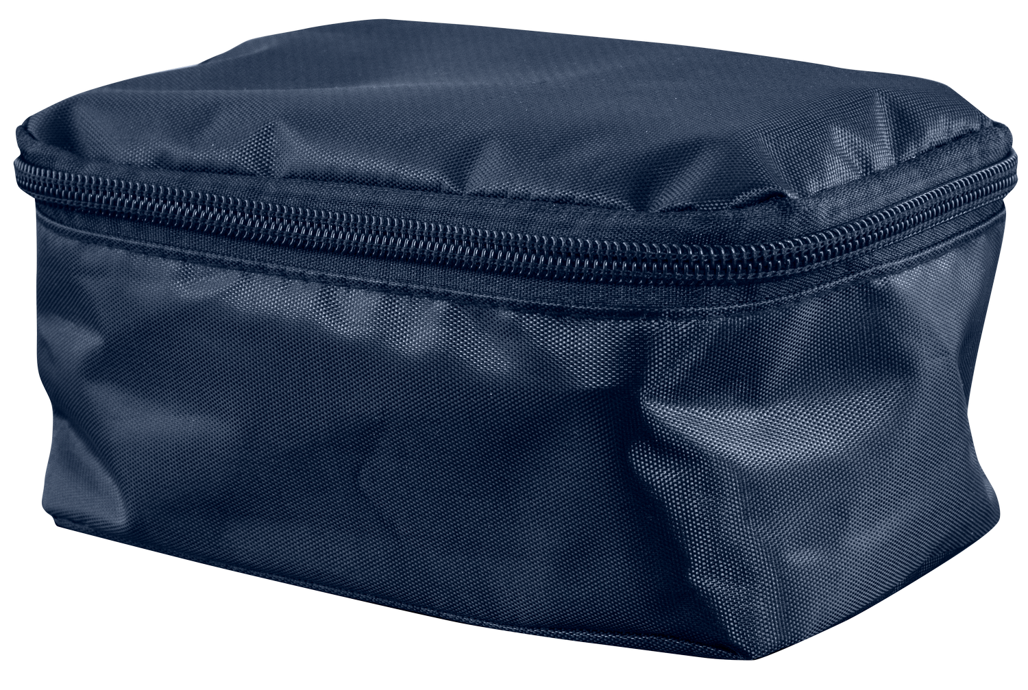 Bolsa de viaje azul oscuro con cremallera.