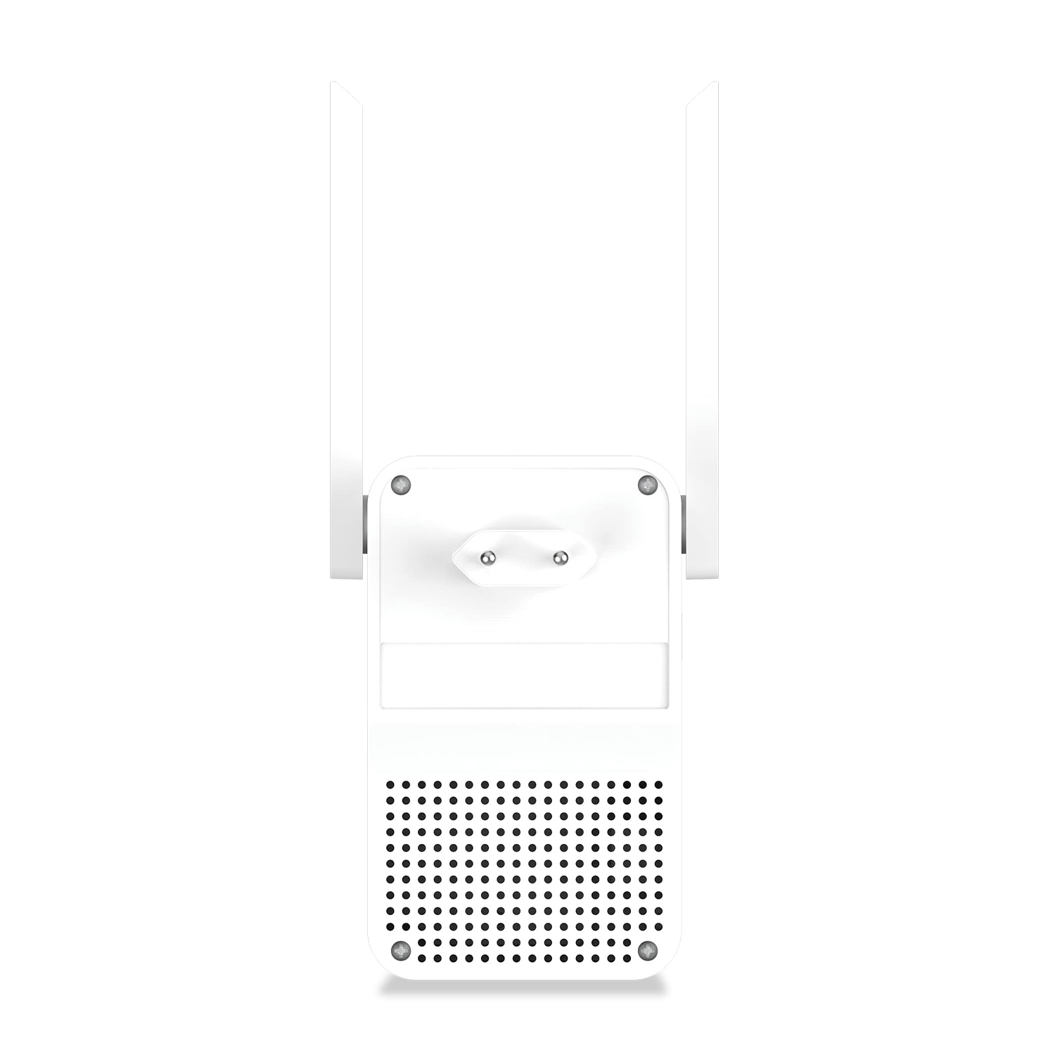 Un extender di rete bianco con due antenne.