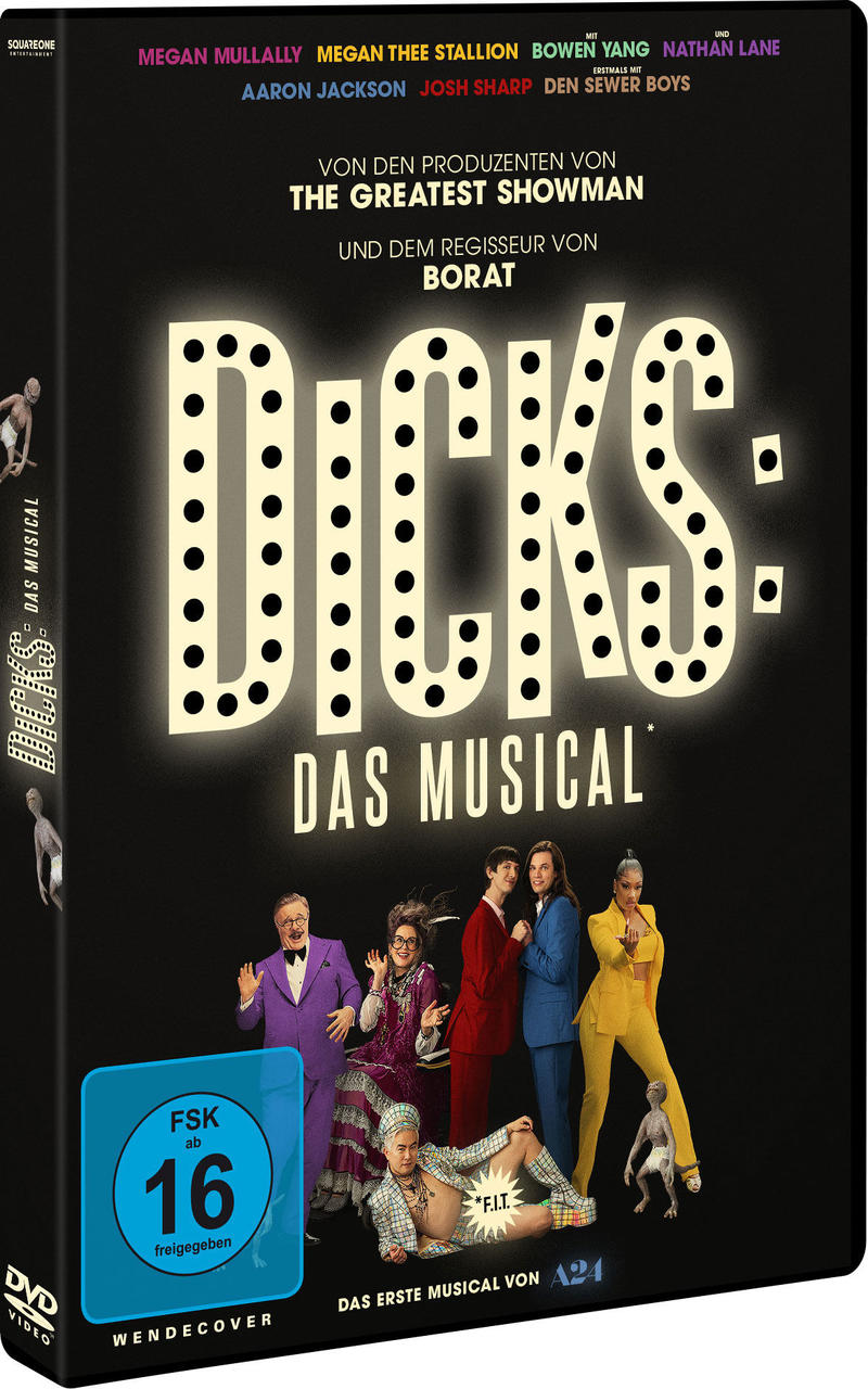 DVD-Hülle von "Dicks: Das Musical" mit Besetzung und Titel auf schwarzem Hintergrund.