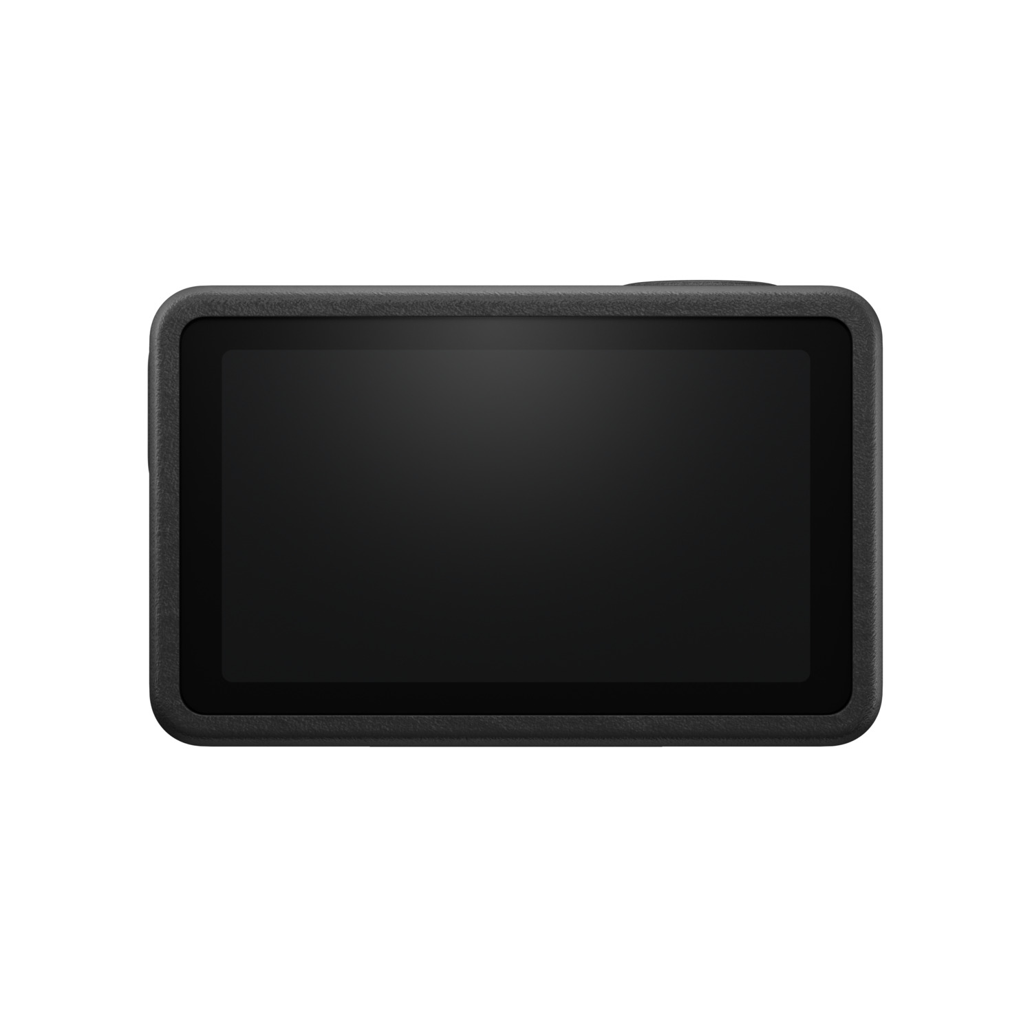 Black action camera with a black screen.