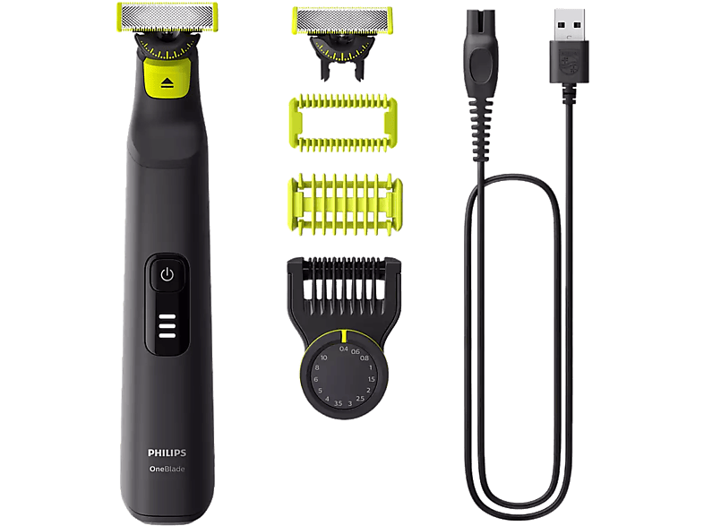 Philips QP6542/15 OneBlade Pro 360 Face + Body Trimmer, Schwarz, Akkubetrieb