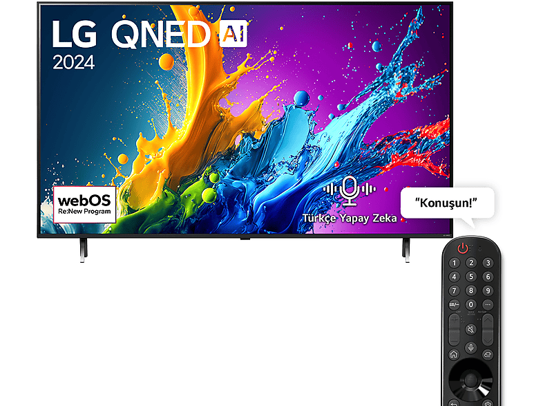 LG 86QNED80T 86 inç 218 Ekran 4K Smart AI Sihirli Kumanda HDR10 webOS24 QNED TV