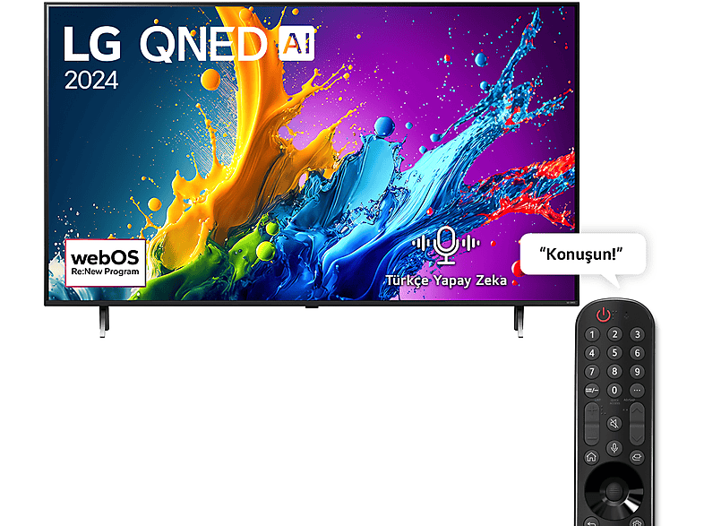 LG 75QNED80T 75 inç 190 Ekran 4K Smart AI Sihirli Kumanda HDR10 webOS24 QNED TV