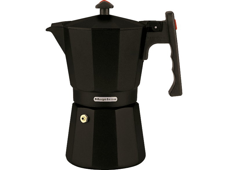 Cafetera tradicional - Magefesa Jamaica Black 9, Aluminio, 9 tazas, Apta para todo tipo de fuegos, Negro