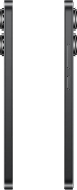 Dwa czarne smartfony, profil boczny, z wieloma obiektywami aparatu.