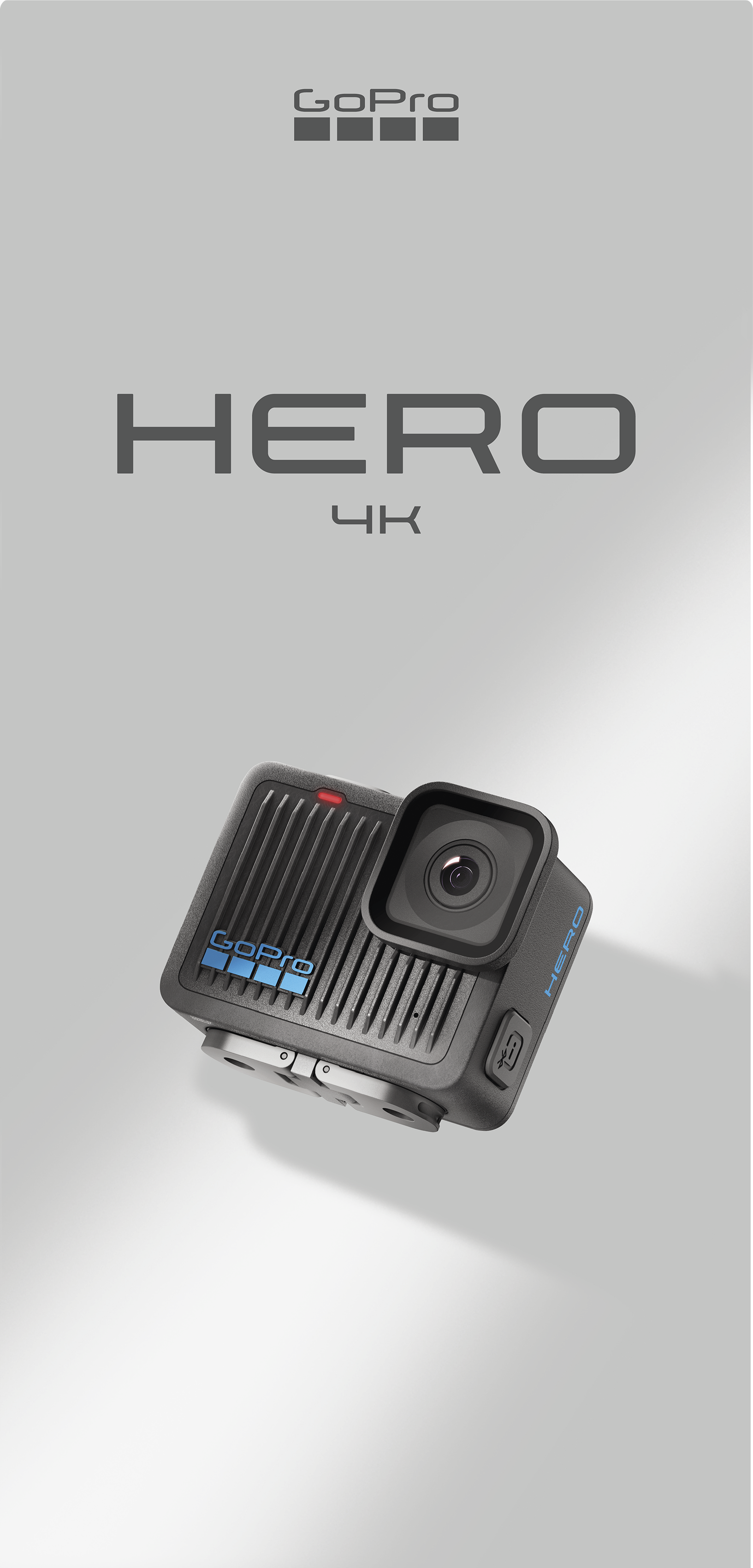 GoPro Hero 4K kamera fehér háttérrel.