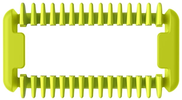 Zielona i żółta część zamienna głowicy golarki.
