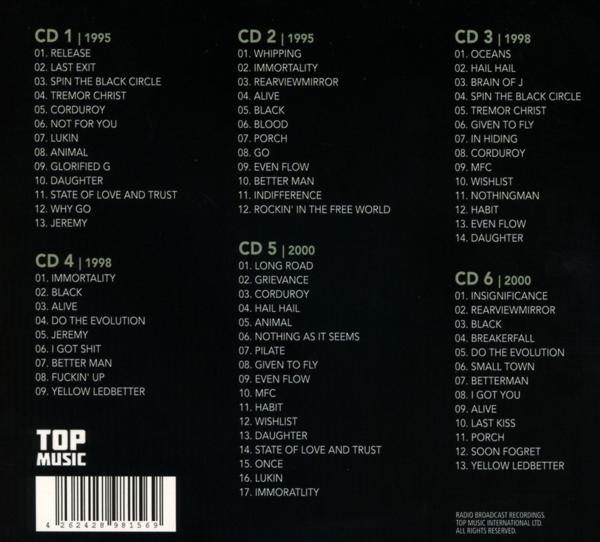 Sechs CD-Cover mit Titellisten. Top Music-Logo unten. Die CDs sind nummeriert und datiert.