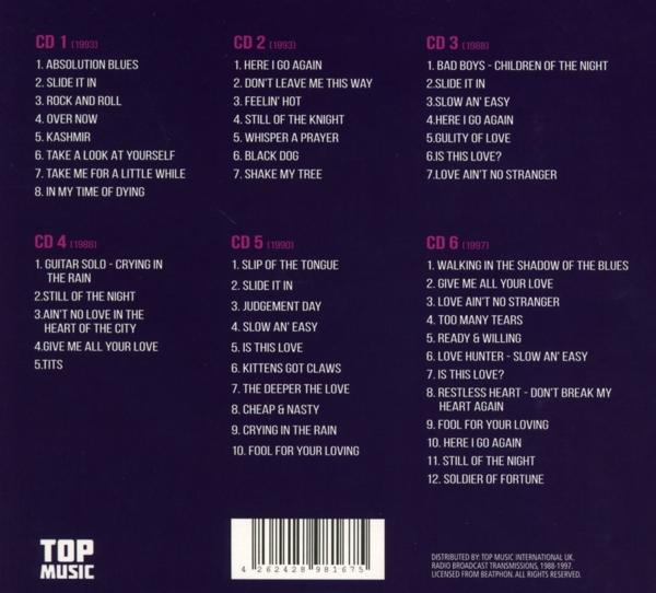 CD-Covers mit Songtiteln, verschiedene Jahre, von Top Music, mit Barcode.
