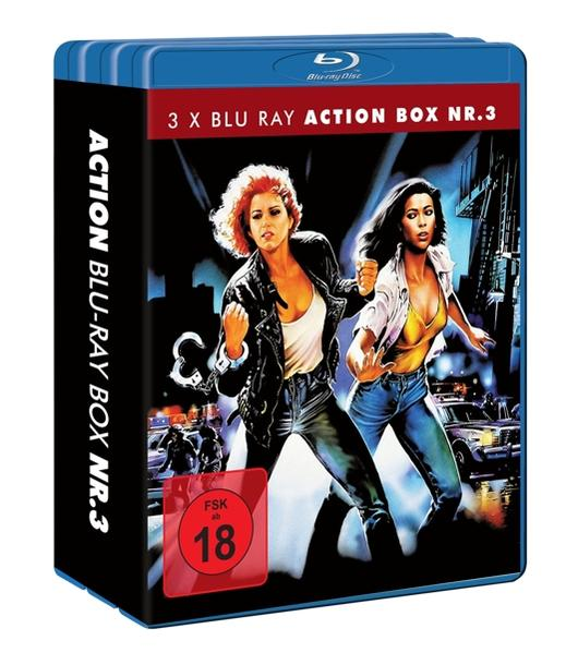 Ein Blu-ray-Box-Set mit zwei Frauen auf dem Cover, Handschellen und einer Stadtlandschaft.
