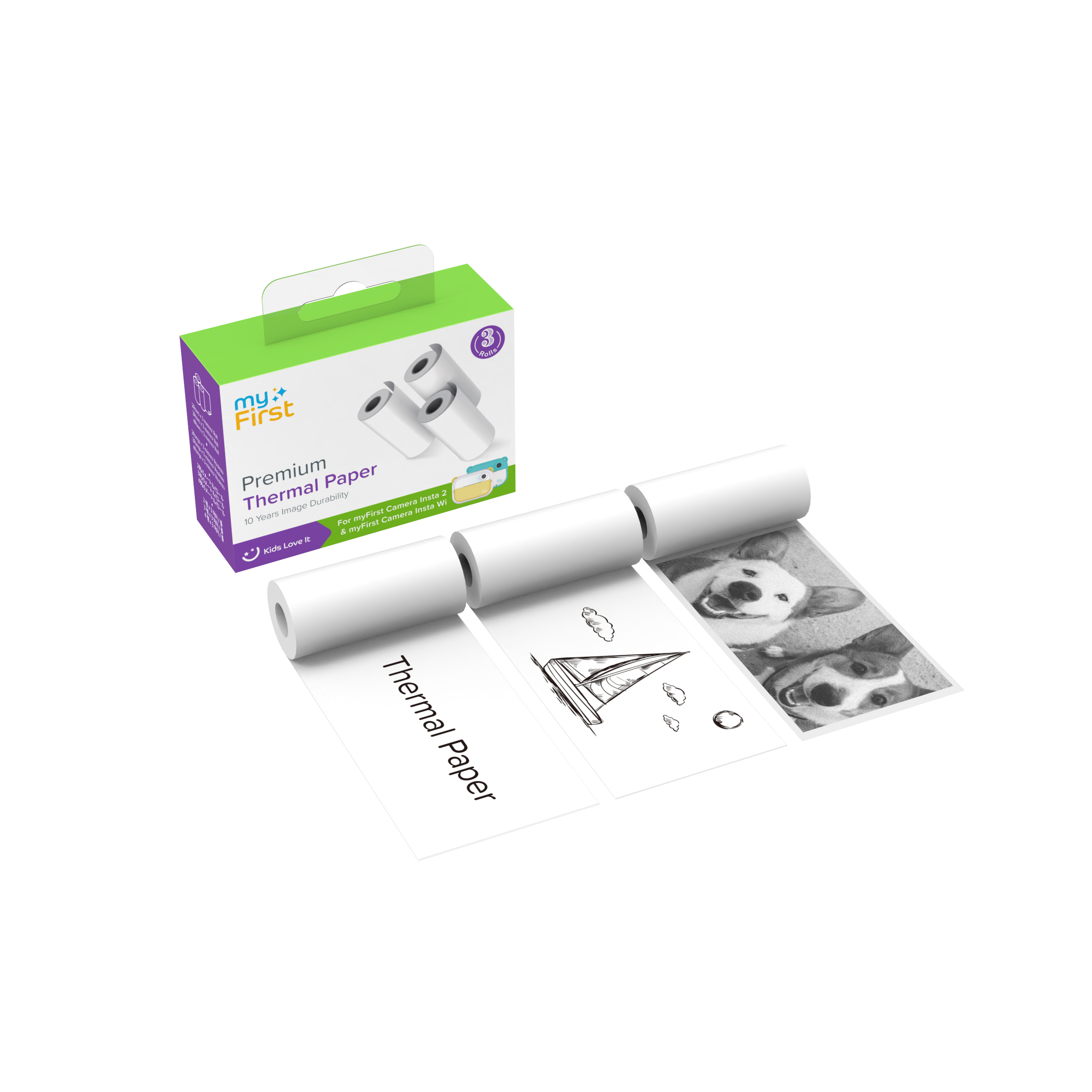 MYFIRST Thermalpapier für Insta 2 und Insta Wi Sofortbildkameras für Kinder, Thermopapier, Weiß