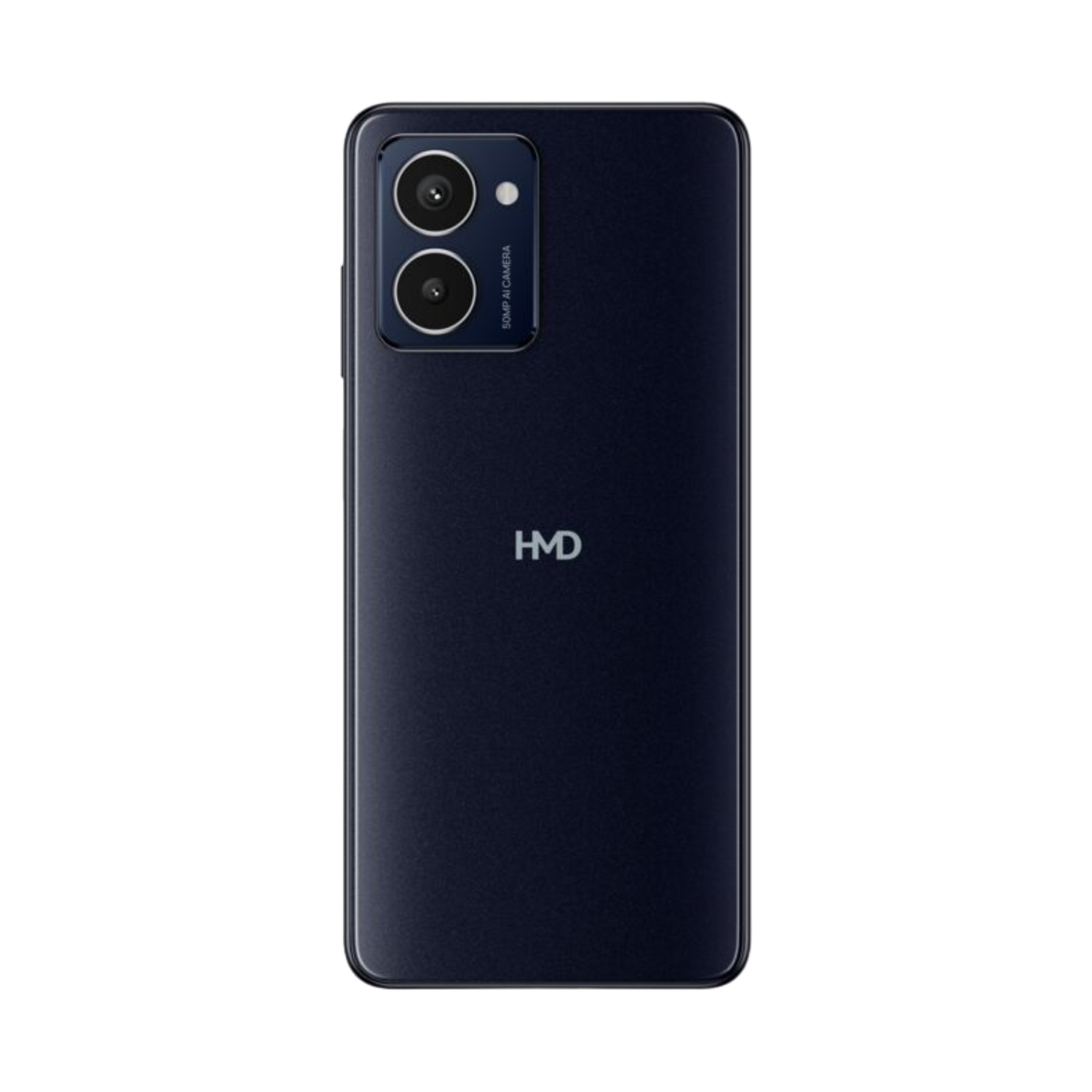 Dos de smartphone avec double caméra et logo HMD.