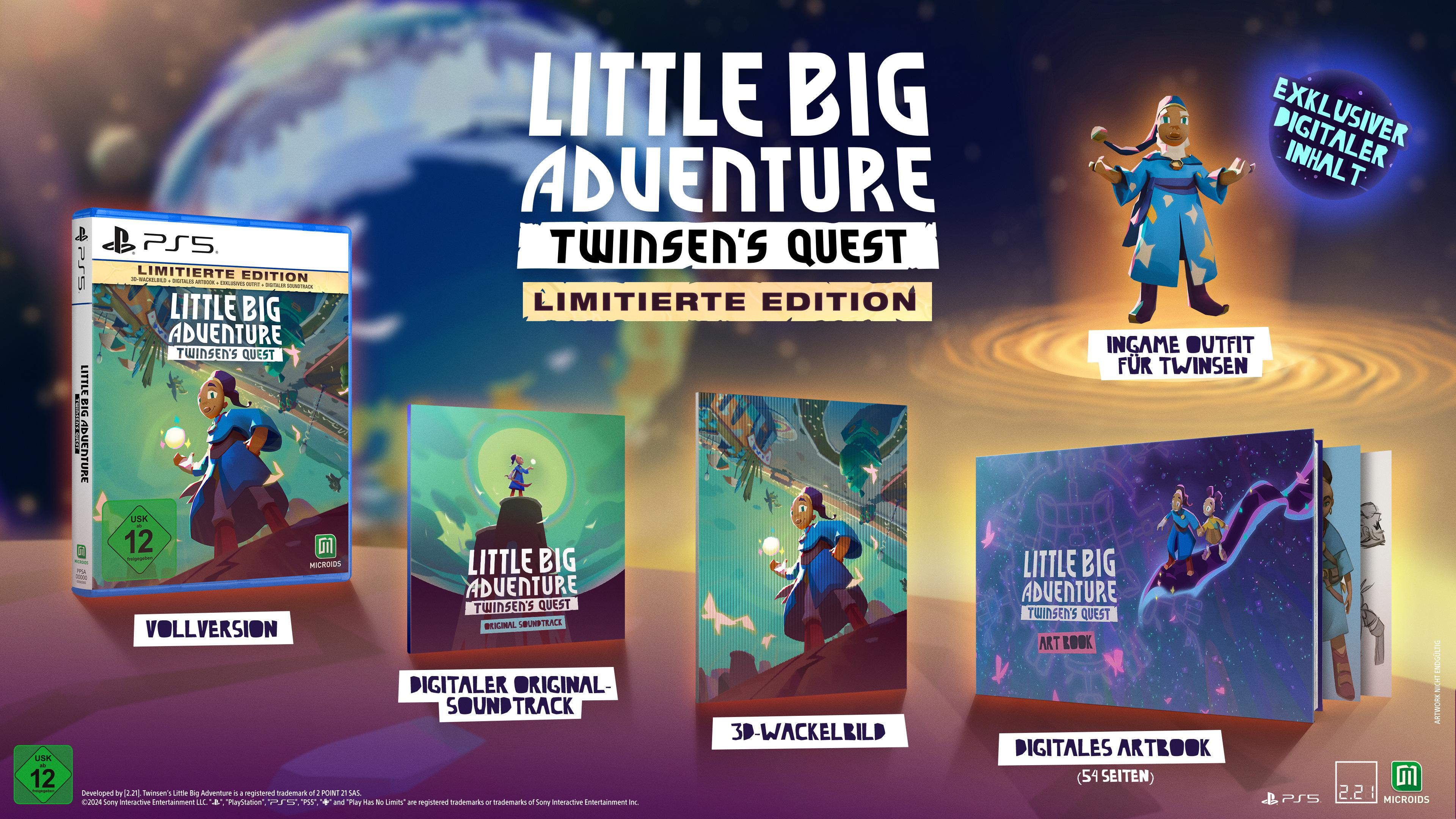 Spielbox, digitaler Soundtrack, 3D Wackelbild und Artbook für Little Big Adventure.