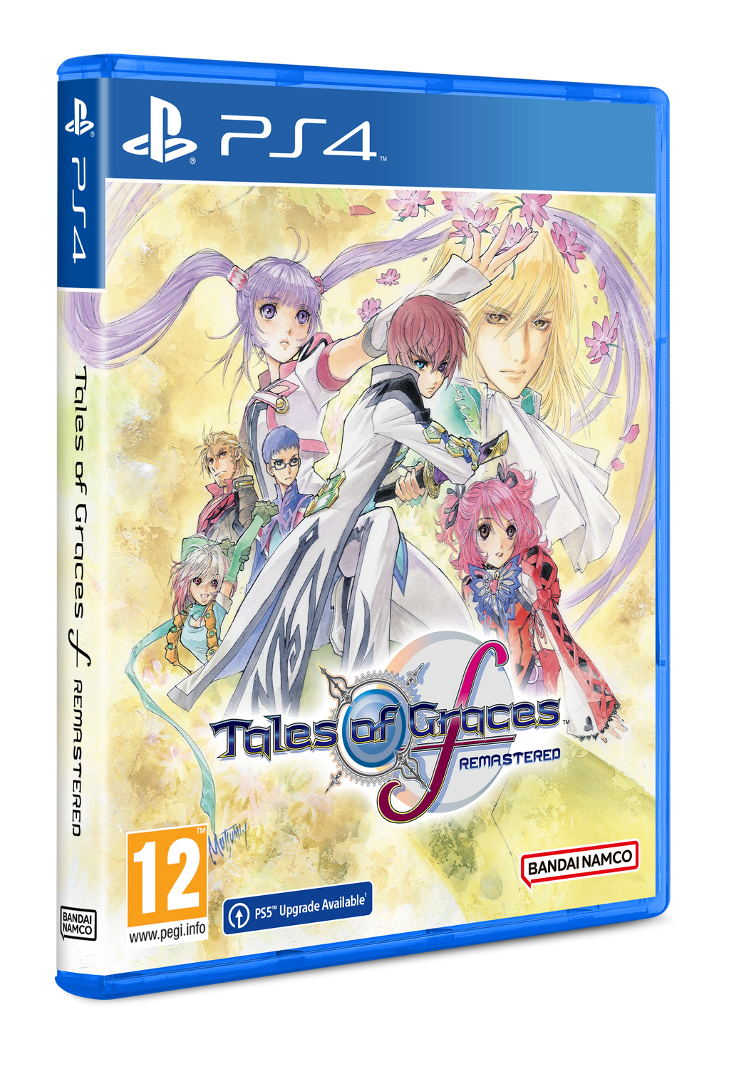 Una caja de juego azul de PS4 para Tales of Graces f Remastered, con arte de personajes.