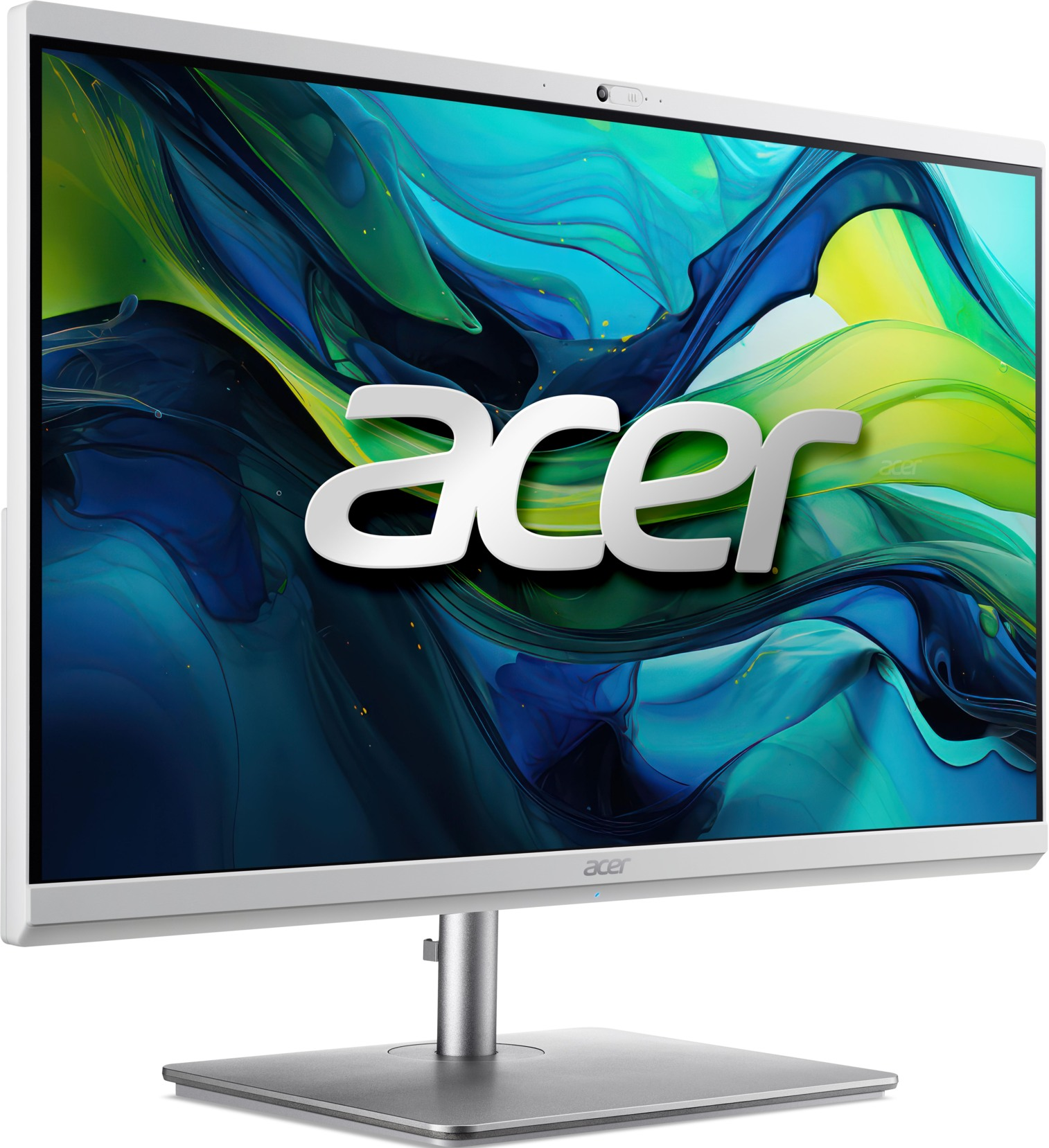 Monitor Acer con cornice e supporto bianchi, con il logo Acer sul display.