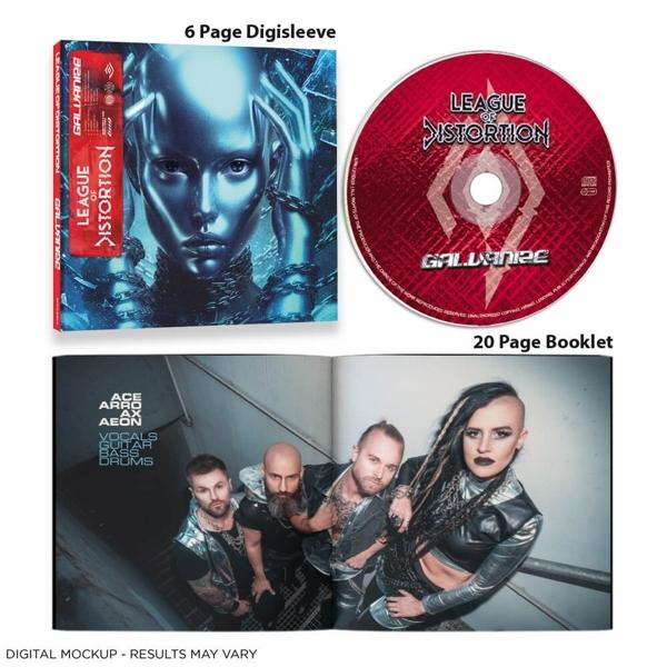 Musikalbumverpackung mit CD, Booklet und Cover mit einer Band.
