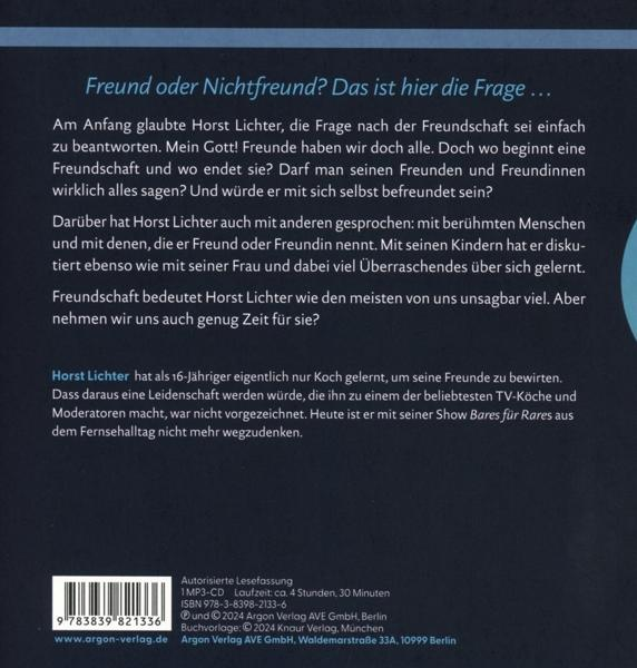 Buchcover mit Titel „Freund oder Nichtfreund?“. Text über Horst Lichter.
