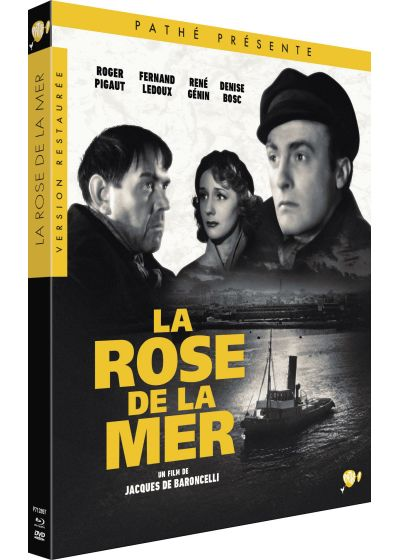 Couverture DVD de "La Rose de la Mer" avec trois personnes, un bateau et du texte.