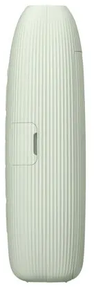Un appareil ovale, nervuré et vert clair. Il possède une petite porte rectangulaire sur le côté. Le fond est blanc.