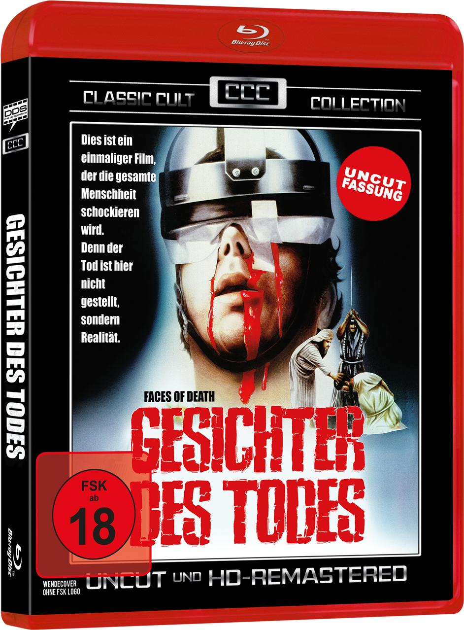 Filmcover des Films "Gesichter des Todes" mit dem Gesicht des Mannes mit Blut.