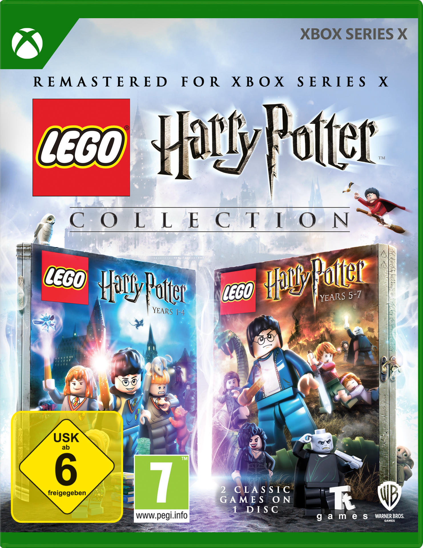 Lego Harry Potter Spielbox. Cover: Jahre 1-4 und Jahre 5-7. Xbox Series X Logo.