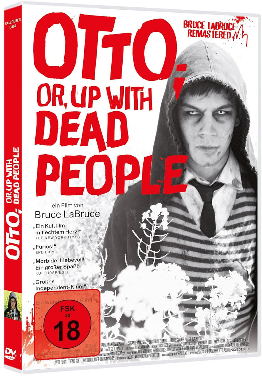 DVD-Cover von 'Otto or Up With Dead People' mit einem Mann mit Kapuze.