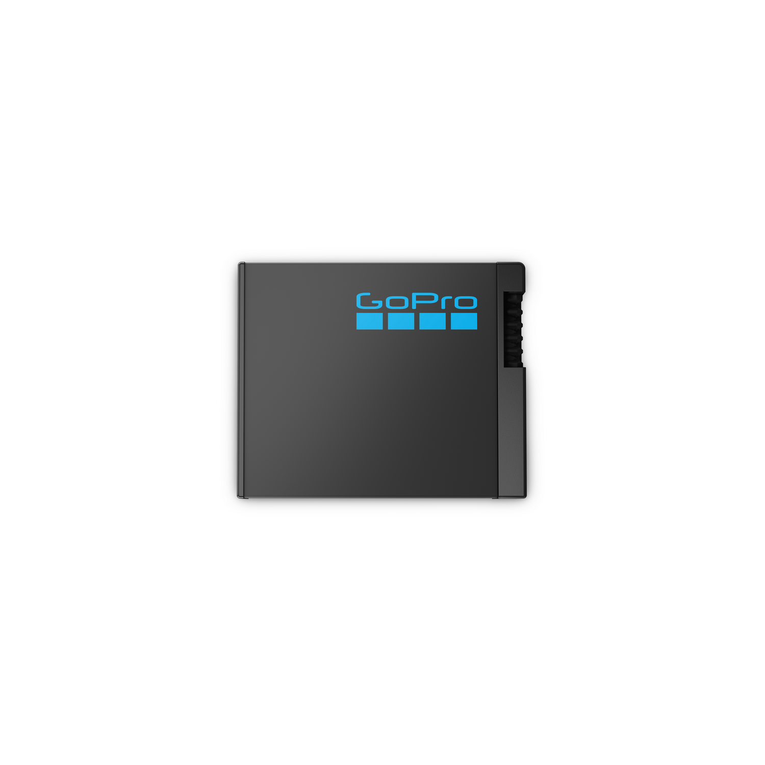 Una batería GoPro negra con el logotipo de GoPro en azul.