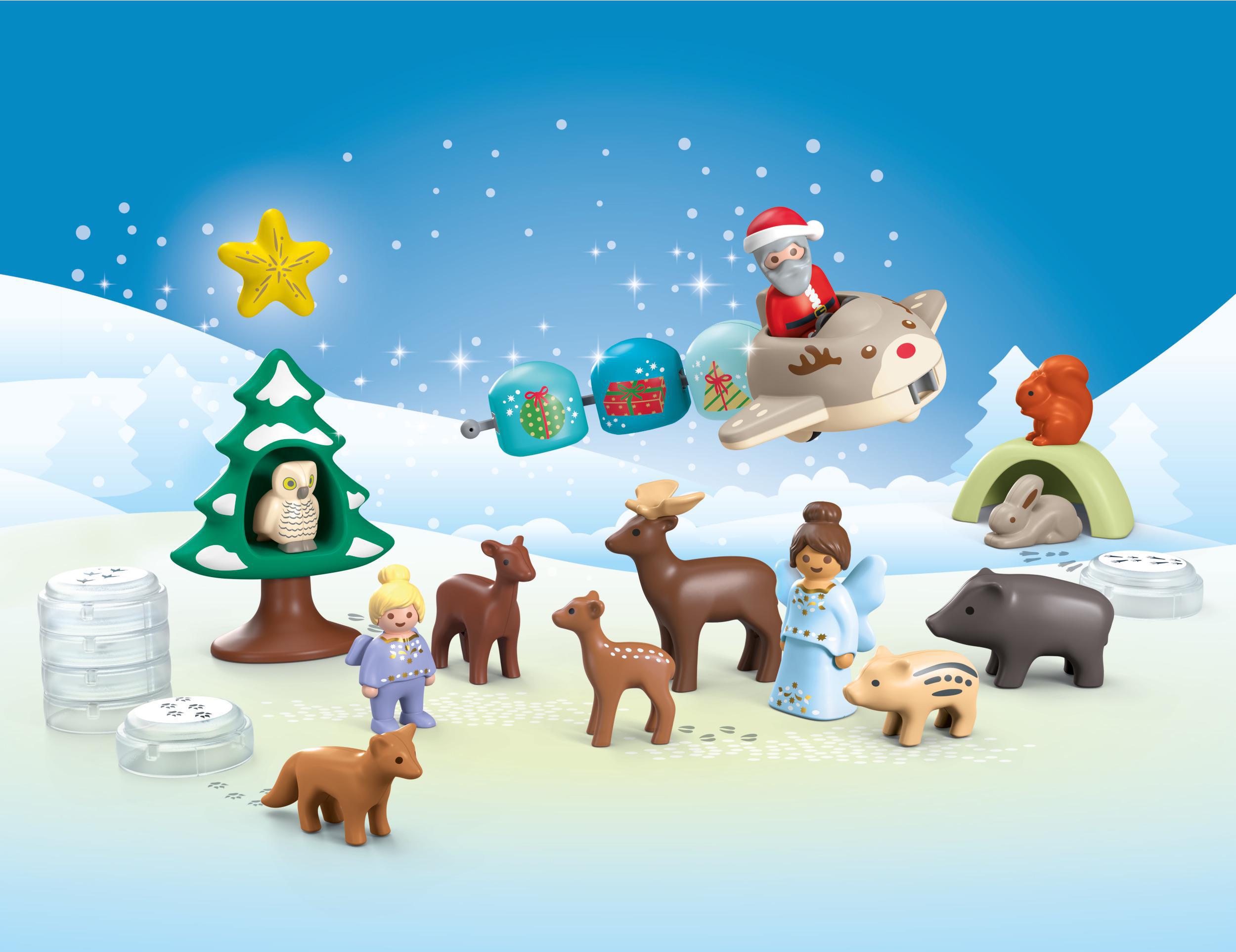 PLAYMOBIL 70297 JUNIOR: Adventskalender Schneeweihnacht Spielset, Mehrfarbig