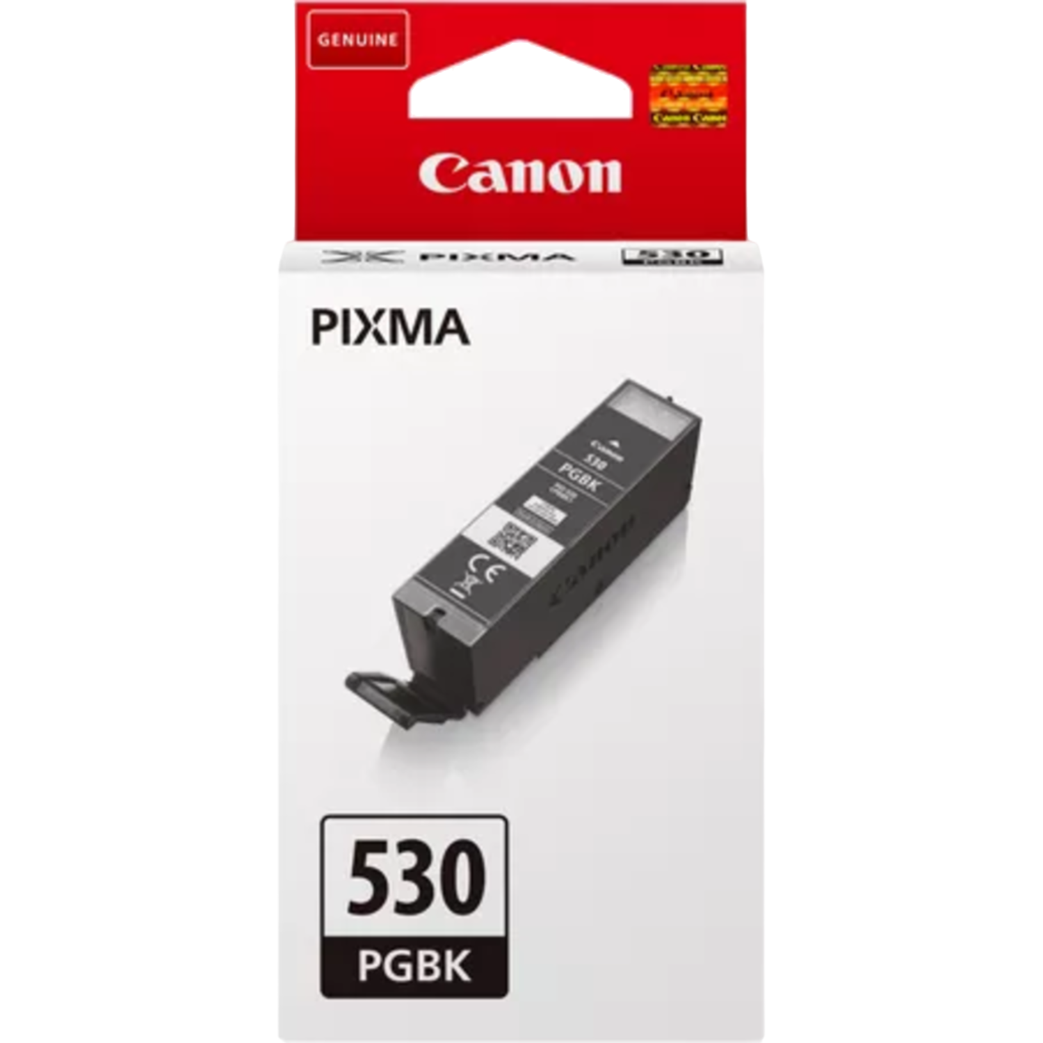 Boîte de cartouche d'encre Canon Pixma 530 PGBK sur fond blanc.