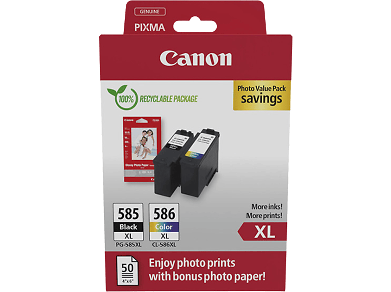 Canon Pack Photo Value Pg-585xl/cl-586xl Noir Et Couleur (6204c005)