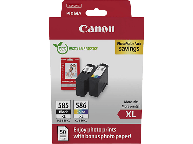 Canon Pack Photo Value Pg-585xl/cl-586xl Zwart En Kleur (6204c005)