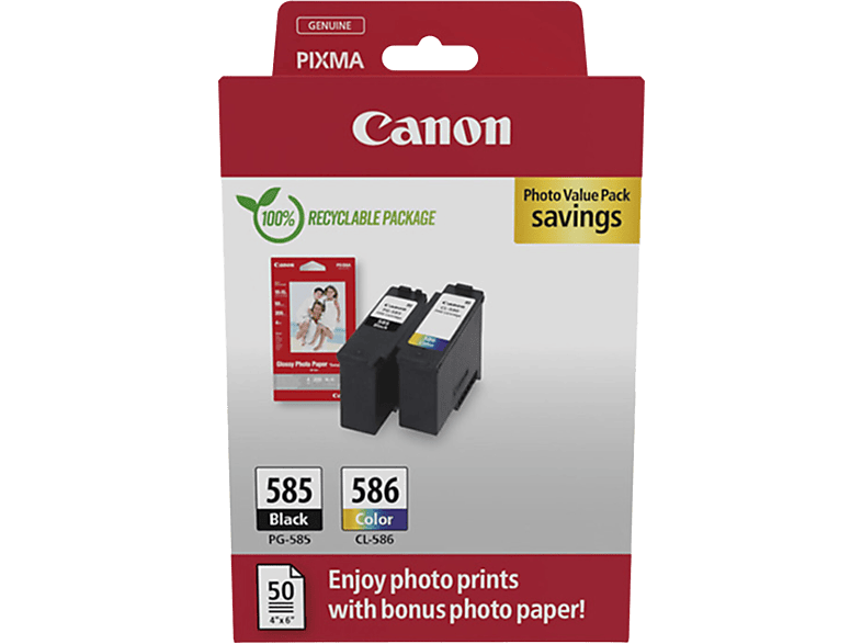 Canon Pack Photo Value Pg-585/cl-586 Zwart En Kleur (6205c004)