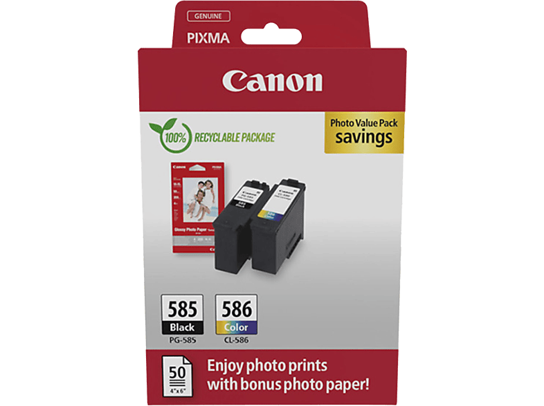 Canon PG-585/CL-586 Pack de Cartouches d'Encre avec Papier Photo
