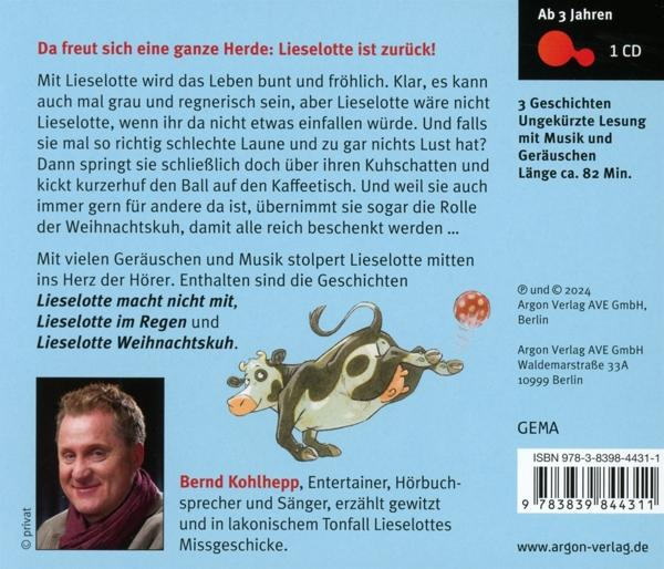 Rückseite eines Kinderbuchs mit Text und einer Illustration.