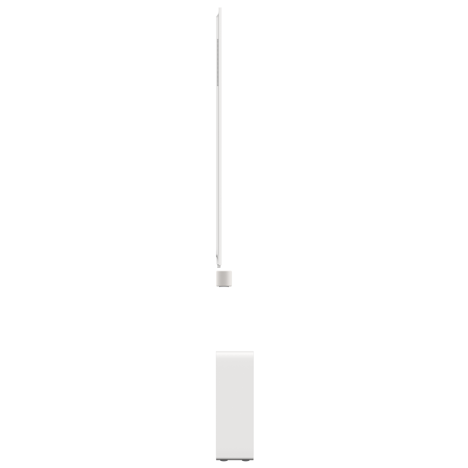 A white, vertical, rectangular object with a shadow. The object is on a black background.