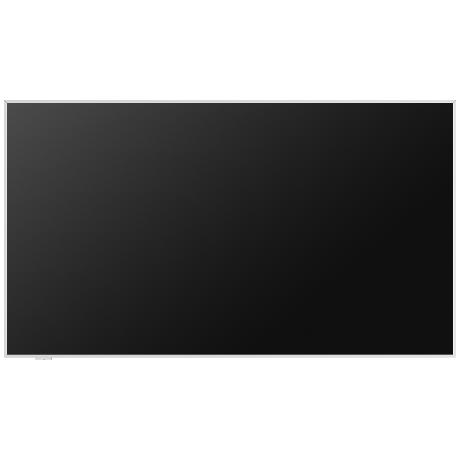 Black, widescreen television screen, with a thin white frame and a black background.